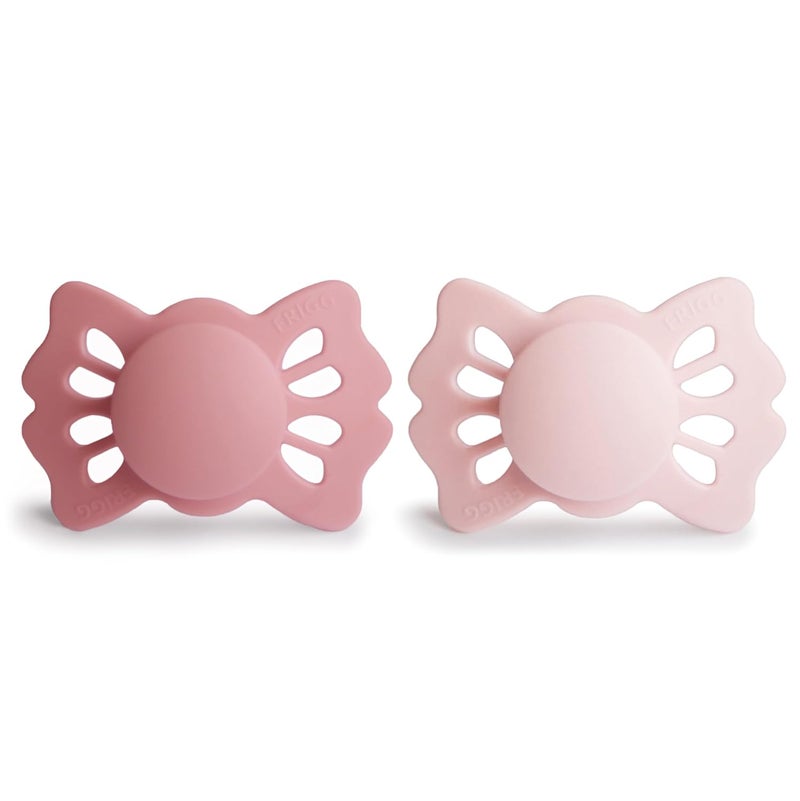 FRIGG Lucky Symmetrical SilkySoft Silicone Baby Pacifier | Made in Denmark | BPA-Free (Cedar/Baby Pink, 0-6 Months) - Image 2
